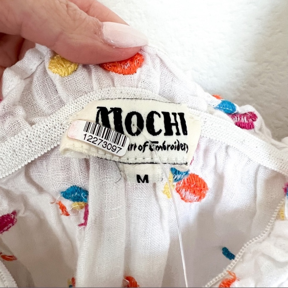 All Things Mochi Nana Embroidered Off The Shoulder Maxi Dress in White - Picture 7 of 7